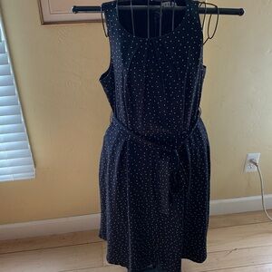 Elle Black Dress with Small White Polka Dots